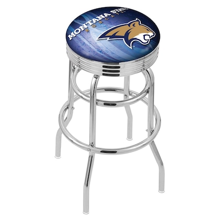 Holland Bar Stool Co 30" Chrome 2-Ring Montana State Swivel Bar Stool, Accent Ring L7C3C30MontSt-D2